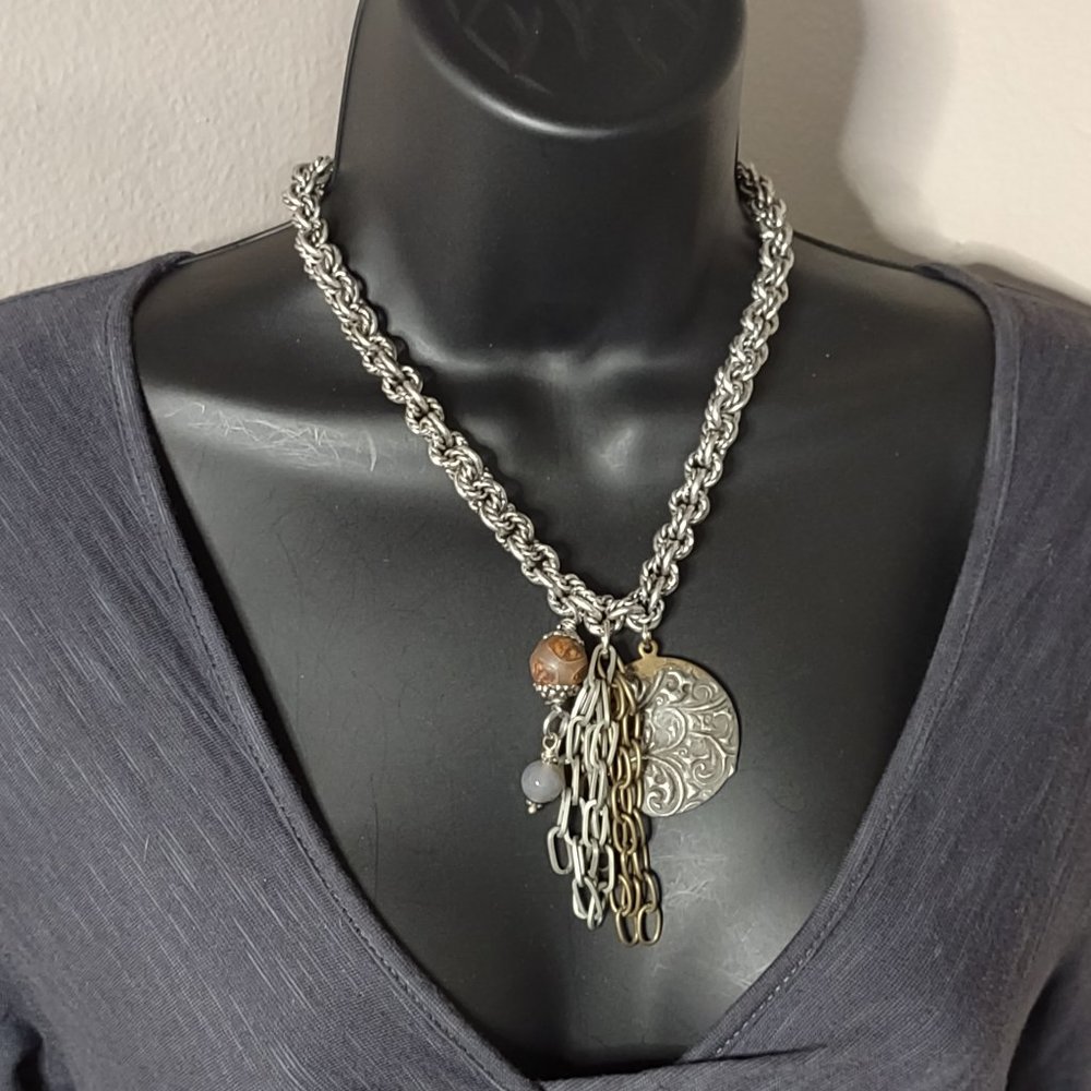 Very Awesome Heavy Metal Necklace Adjustable 17.5 To 20 Inches Long
